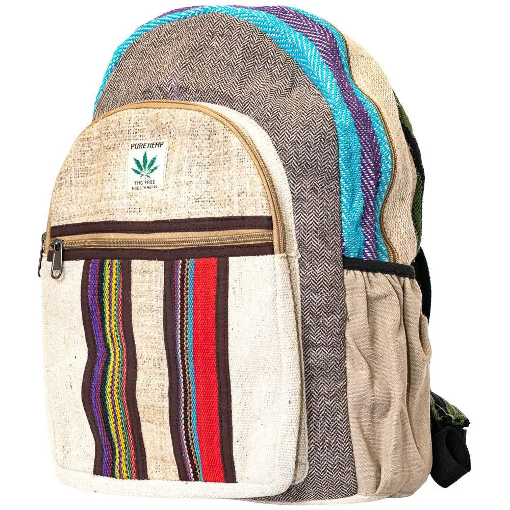 Hemp Backpack Unisex With Patchwork Handmade Himalayan Hemp Backpack: Eco-friendly Boho Travel  main image 3