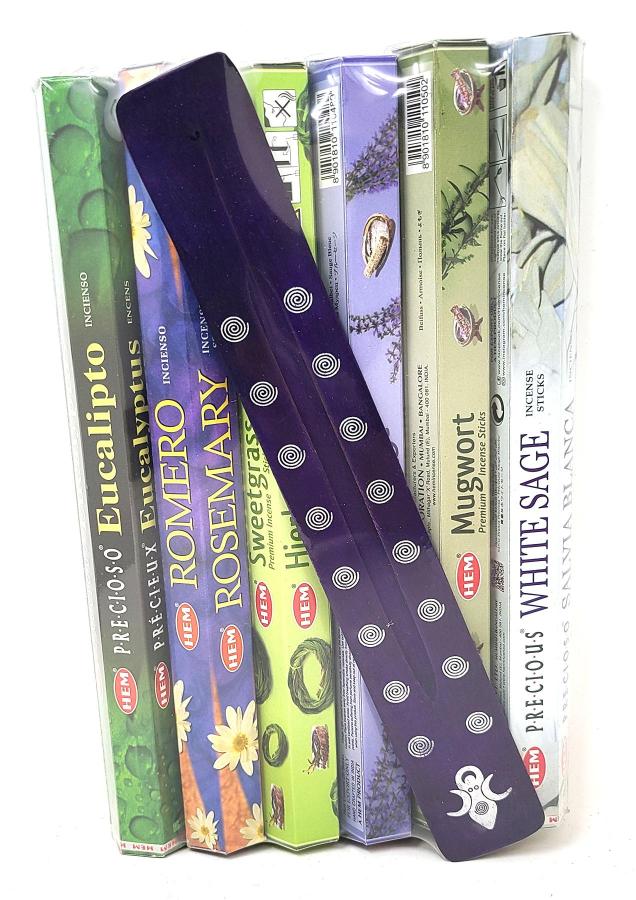 Hem Incense Smudging Assortment with Incense Burner