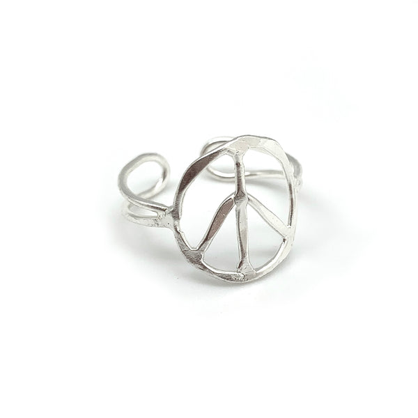 Silver Peace Sign Cuff Bracelet