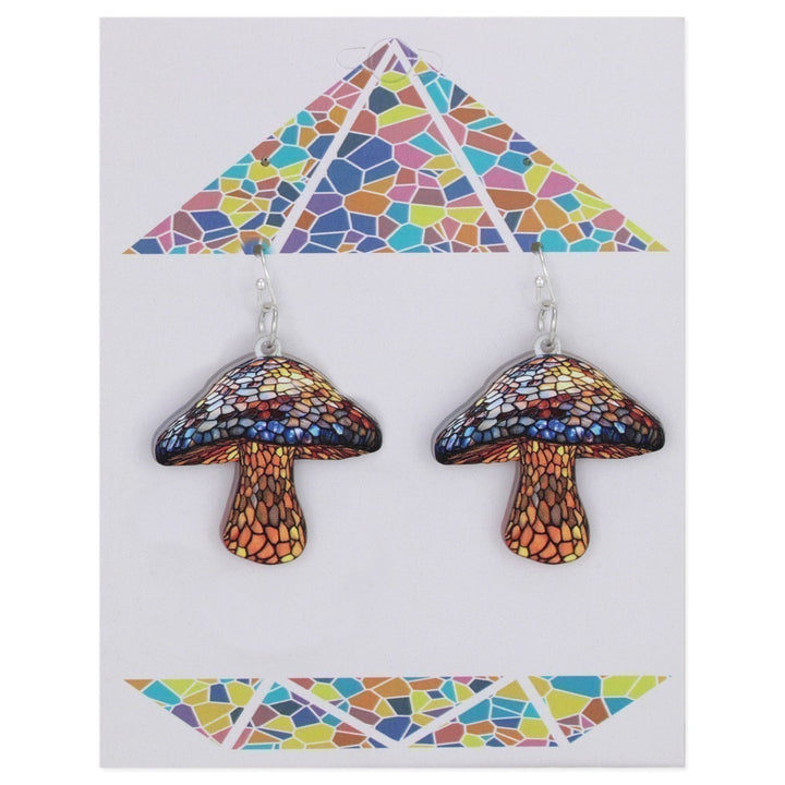 Tiffany Mushroom Stained Glass Earrings