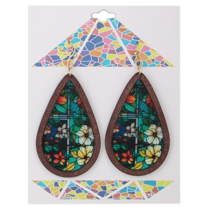 White Flower Stained Glass Earrings
