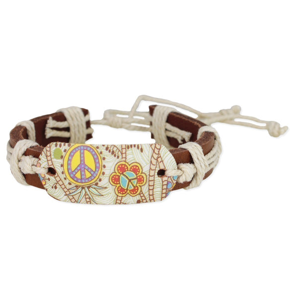Retro Peace Leather Bracelet