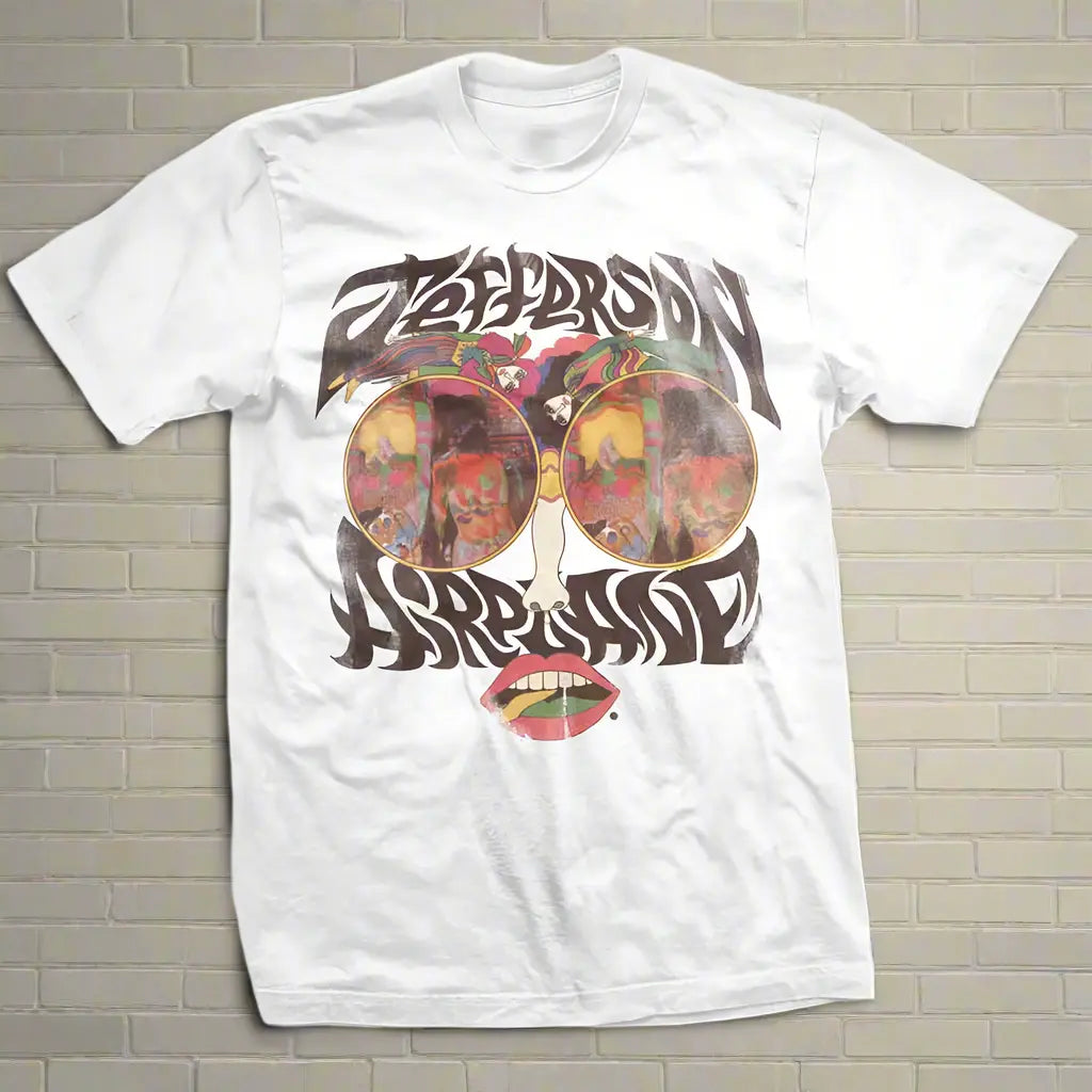 T-Shirt Uomo Jefferson Airplane - Stampa Psichedelica Anni '60 - Nera, Cotone, Girocollo