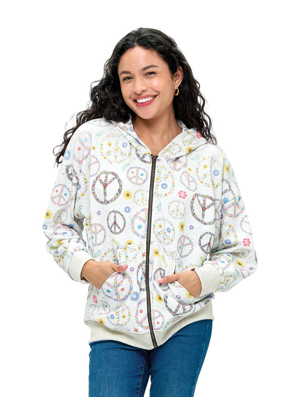 Floral Peace Zip-up Hoodie
