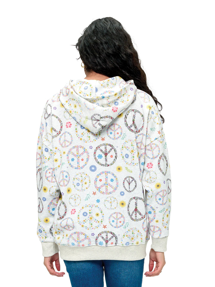 Floral Peace Zip-up Hoodie