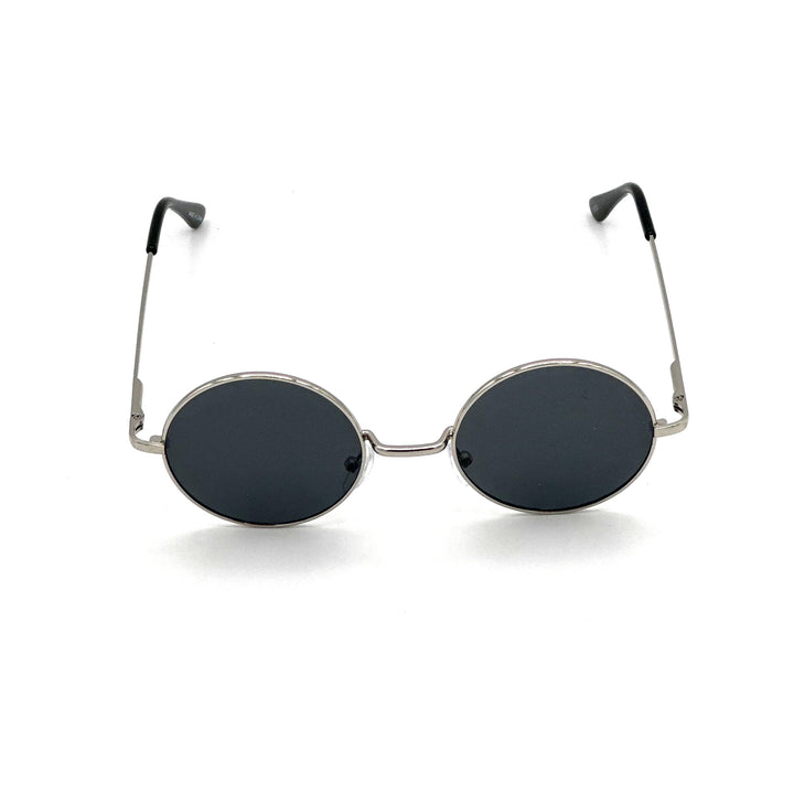 Lennon Style Dark Lens Silver Frame Sunglasses