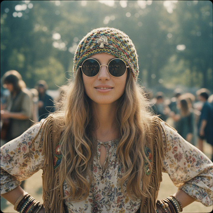 Honeycomb Mushroom Hemp Hat on model