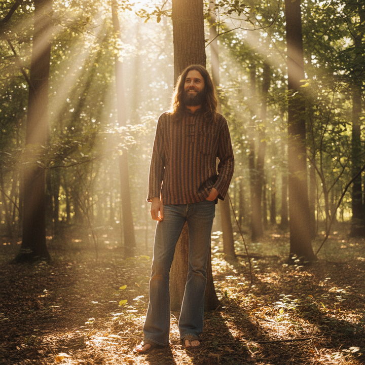 Fillmore Henley Shirt on a hippie dude