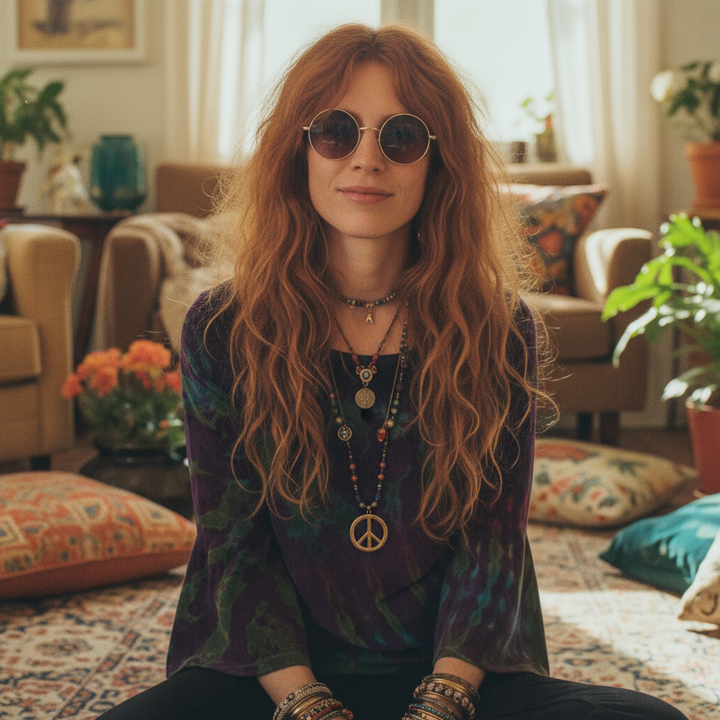 Janis Vibes Velvet Tie Dye Blouse on model