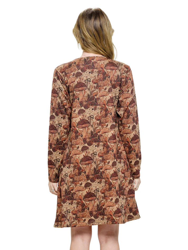 Boho Mushroom Print Dress