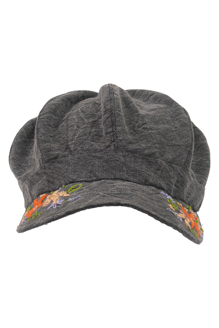 Floral Embroidered Newsboy Cap