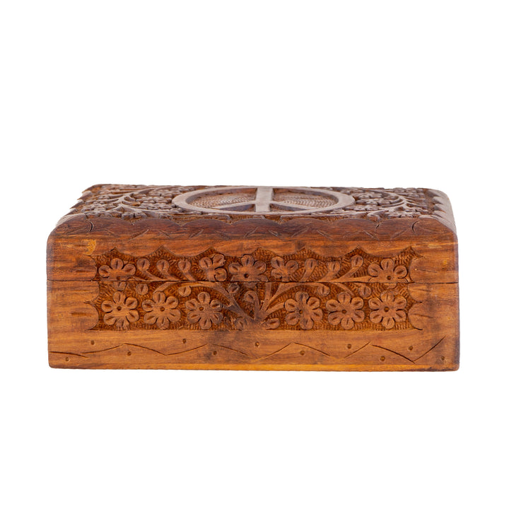 Peace Sign Carved Wooden Box Set