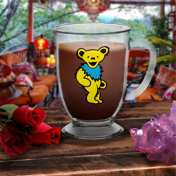 Grateful Dead Yellow Dancing Bear Glass Mug