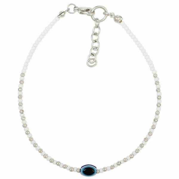 Pure Energy White Bead Evil Eye Anklet