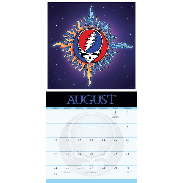 Grateful Dead 2025 Wall Calendar aug