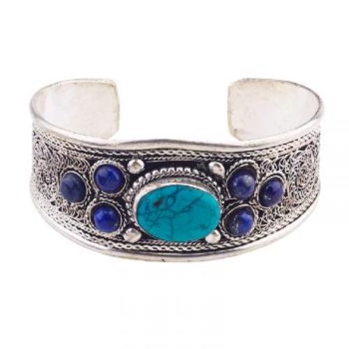 Turquoise and Lapis Cuff Bracelet