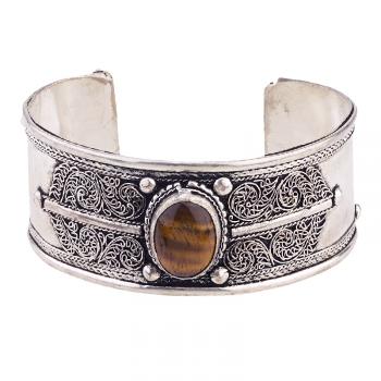 Tigers Eye and Filigree Cuff Bracelet : Hippie Shop