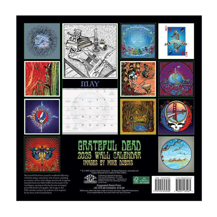 Grateful Dead 2025 Wall Calendar Back