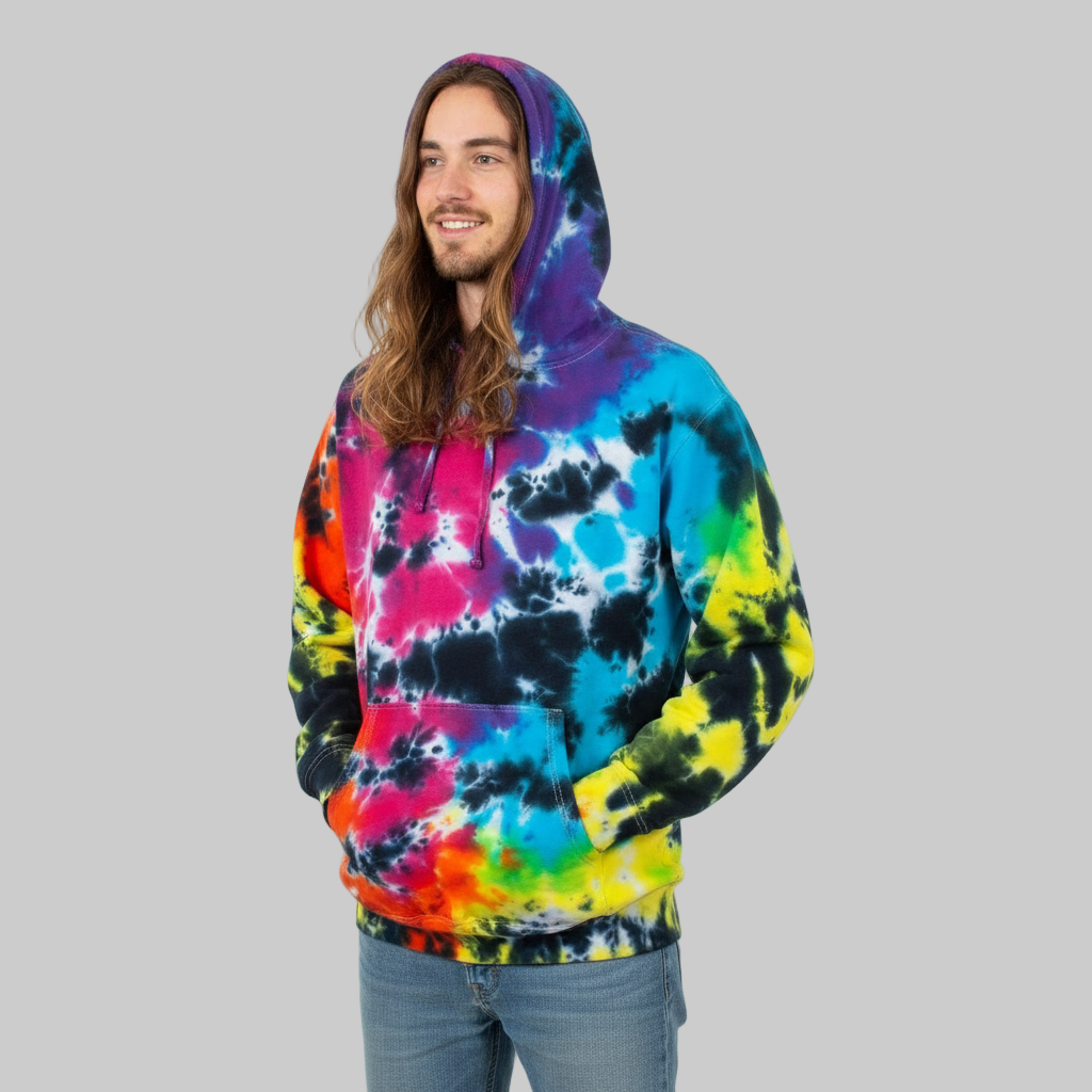 Black Rainbow Splat Tie Dye Hoodie – Hippie Shop