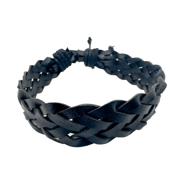 Braided Leather Bracelet Black