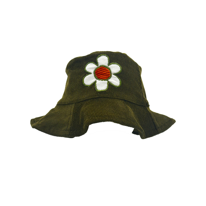 Corduroy Daisy Bucket Hat olive