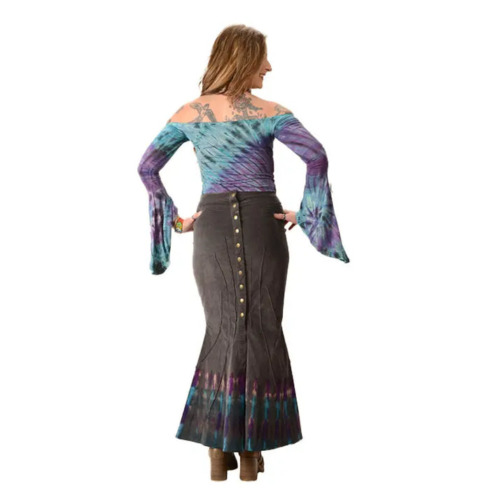 Corduroy Tie Dye Mermaid Flare Skirt back