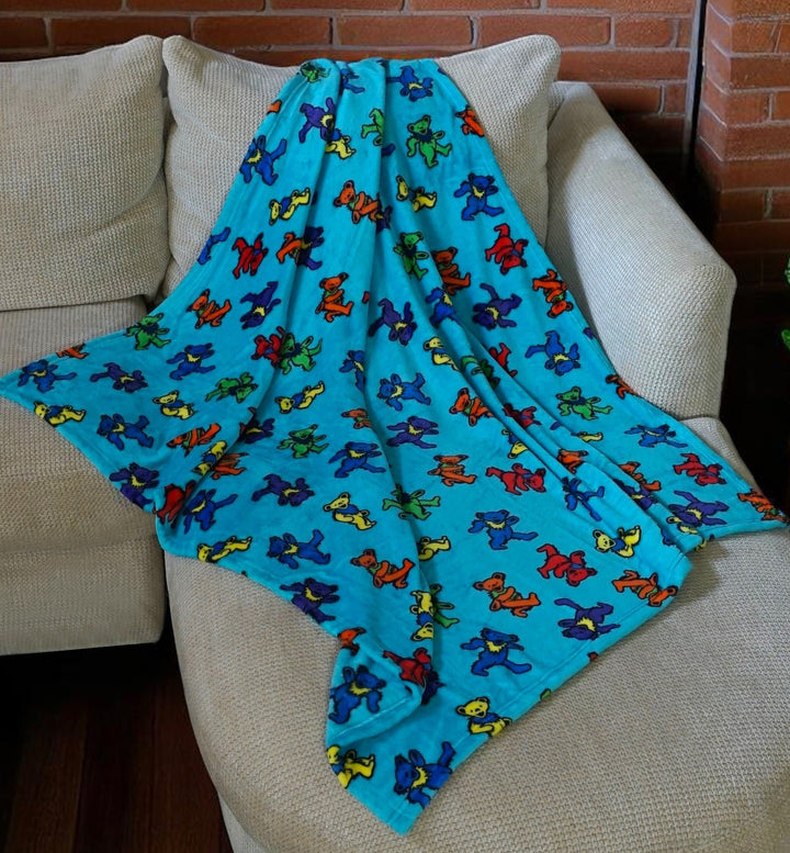 Grateful Dead Dancing Bears All Over Fleece Blanket