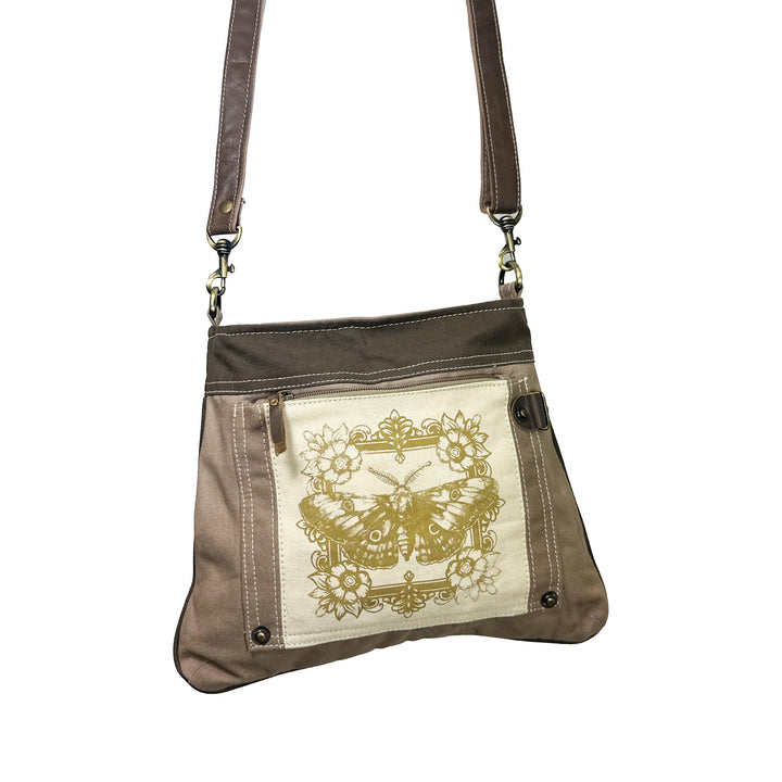 Floral Moth Print Crossbody Bag