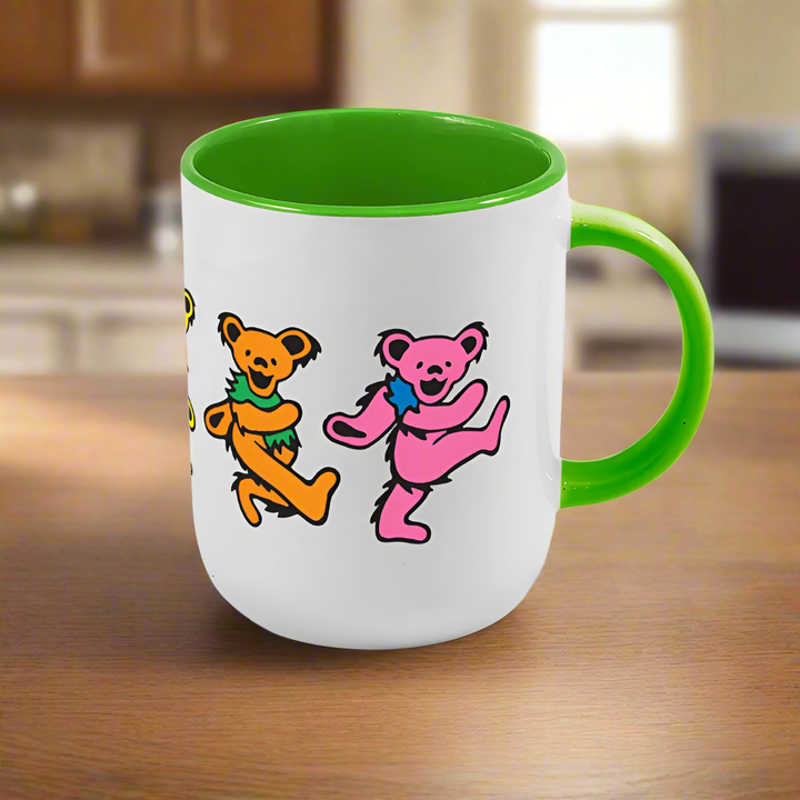 Grateful Dead Dancing Bears Cappuccino Mug in kitchen