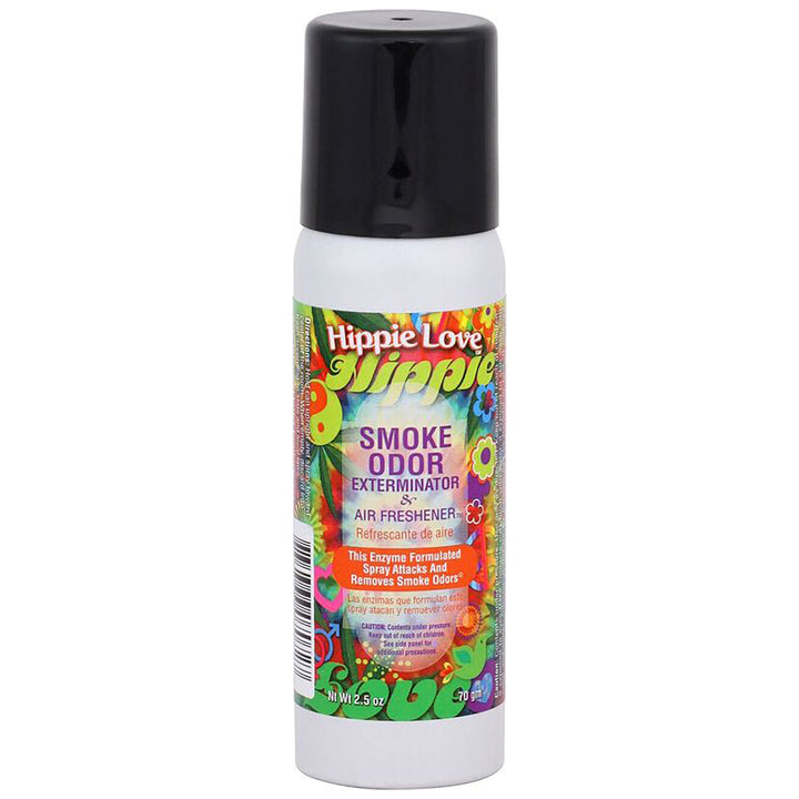 Hippie Love Smoke Odor Exterminator spray can on a white background