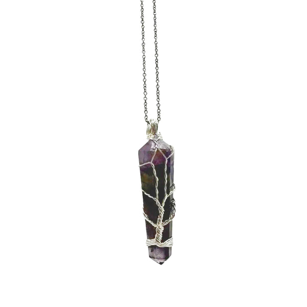 Amethyst Crystal Wire Wrap Necklace