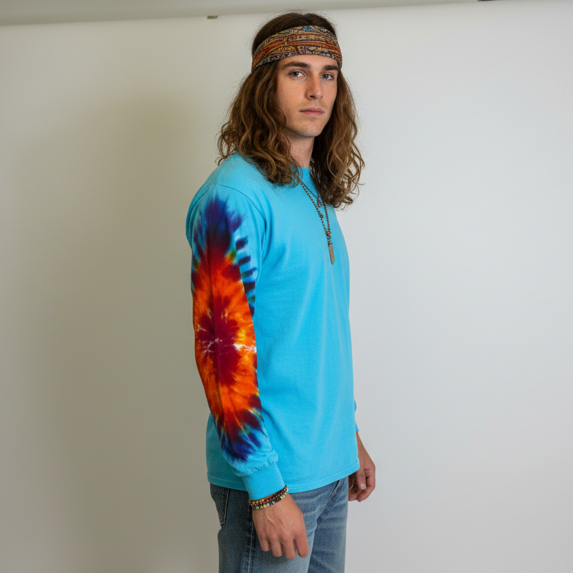 Turquoise Horizon Long Sleeve Tie Dye T Shirt – Hippie Shop
