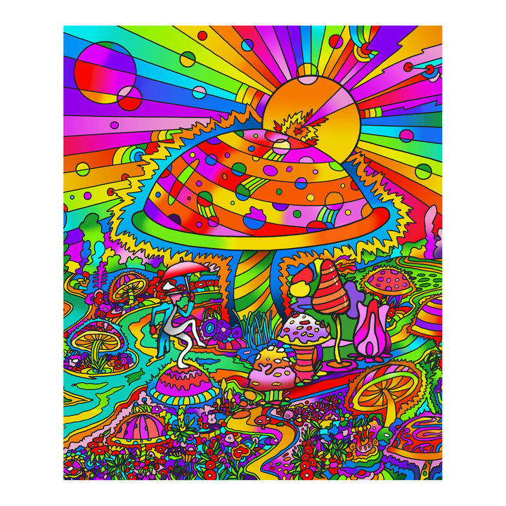 Psychedelic Mushroom Umbrella Man Fleece Blanket