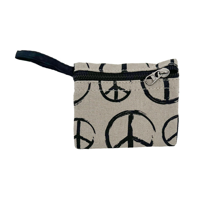 Peace Print Coin Purse Natural