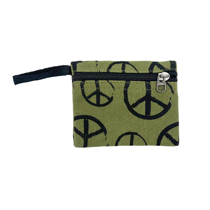 Peace Print Coin Purse Olive