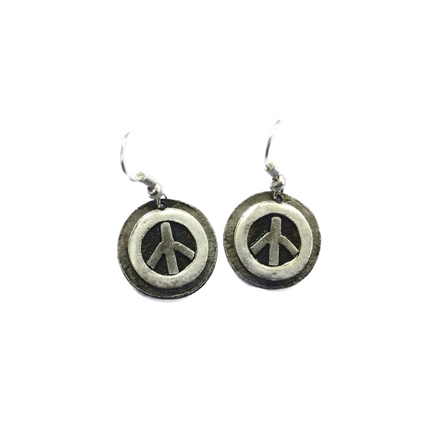 Pewter Peace Sign Earrings