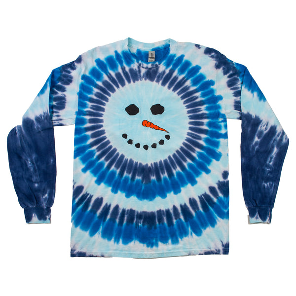 Snowman Face Tie Dye Long Sleeve T Shirt