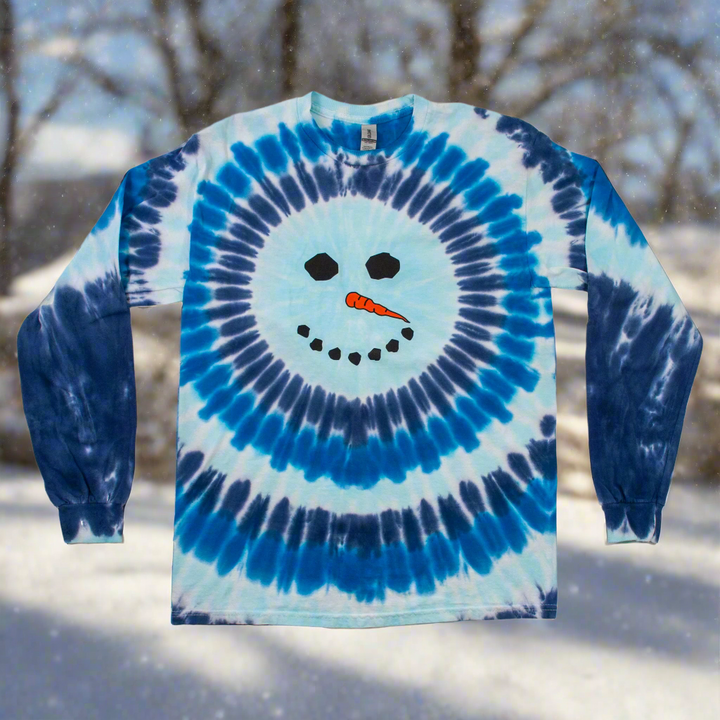 Snowman Face Tie Dye Long Sleeve T Shirt