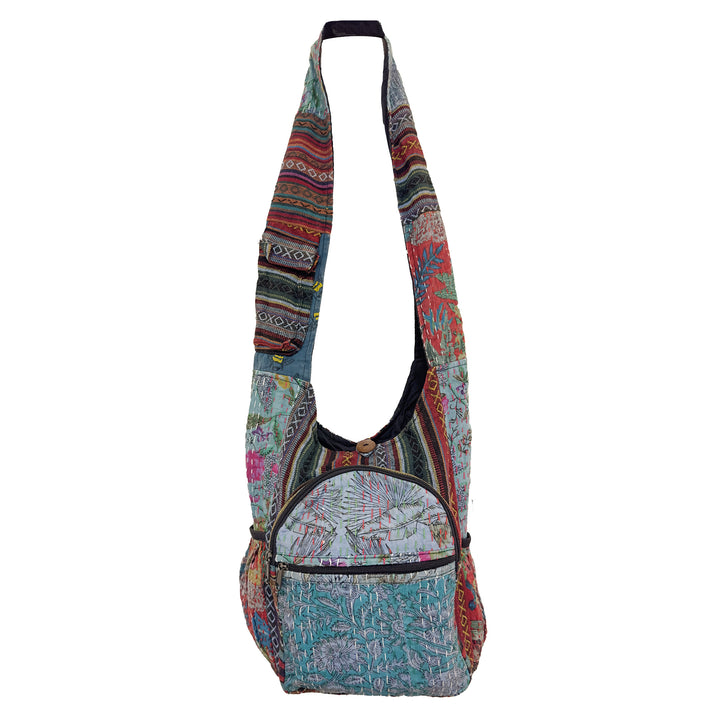 Floral Patchwork and Quilted Cotton Shoulder Bag