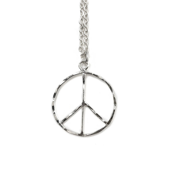 Silver Peace Sign Necklace