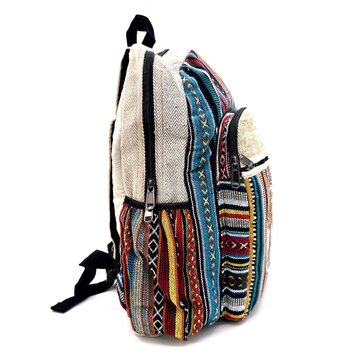 Tree of Life Hemp and Cotton Stripe Backpack side