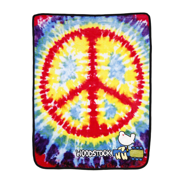 Woodstock Peace Sign Tie Dye Fleece Blanket