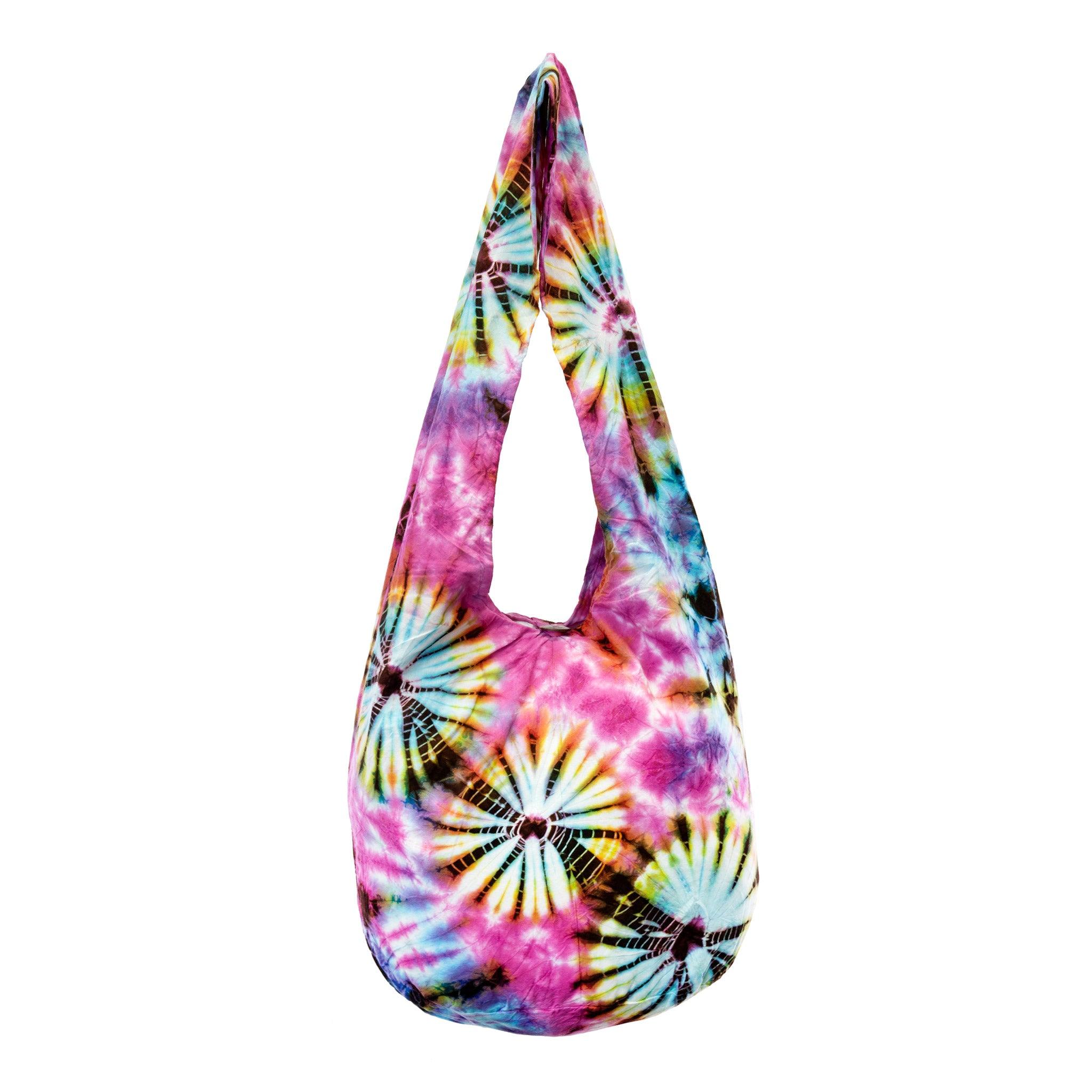 Embroidered tie dye bag Sunset Garden, ethnic festival bag, boho