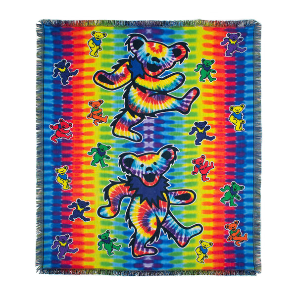 Grateful Dead Dancing Bears Tie Dye Pocket Throw