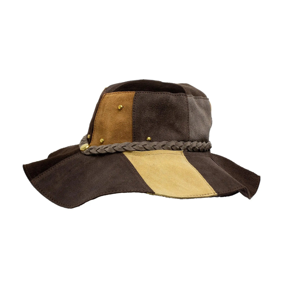 Patchwork Leather Floppy Hat – Hippie Shop display picture 1