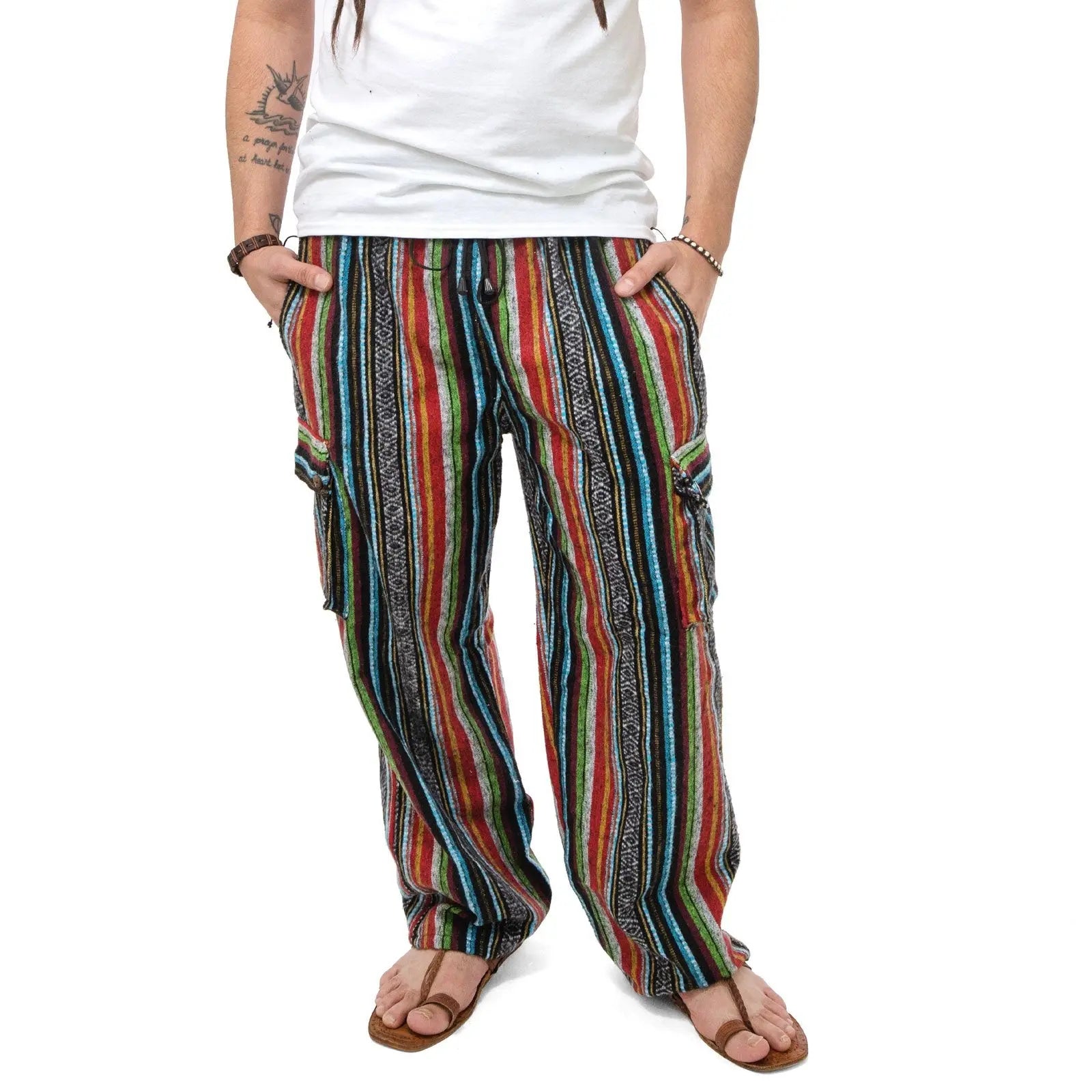 【SATIIIZ】Honein cargo-cotton string pants XinnanDe Mens Lightweight Elastic Waist Relaxed Fit Workwear