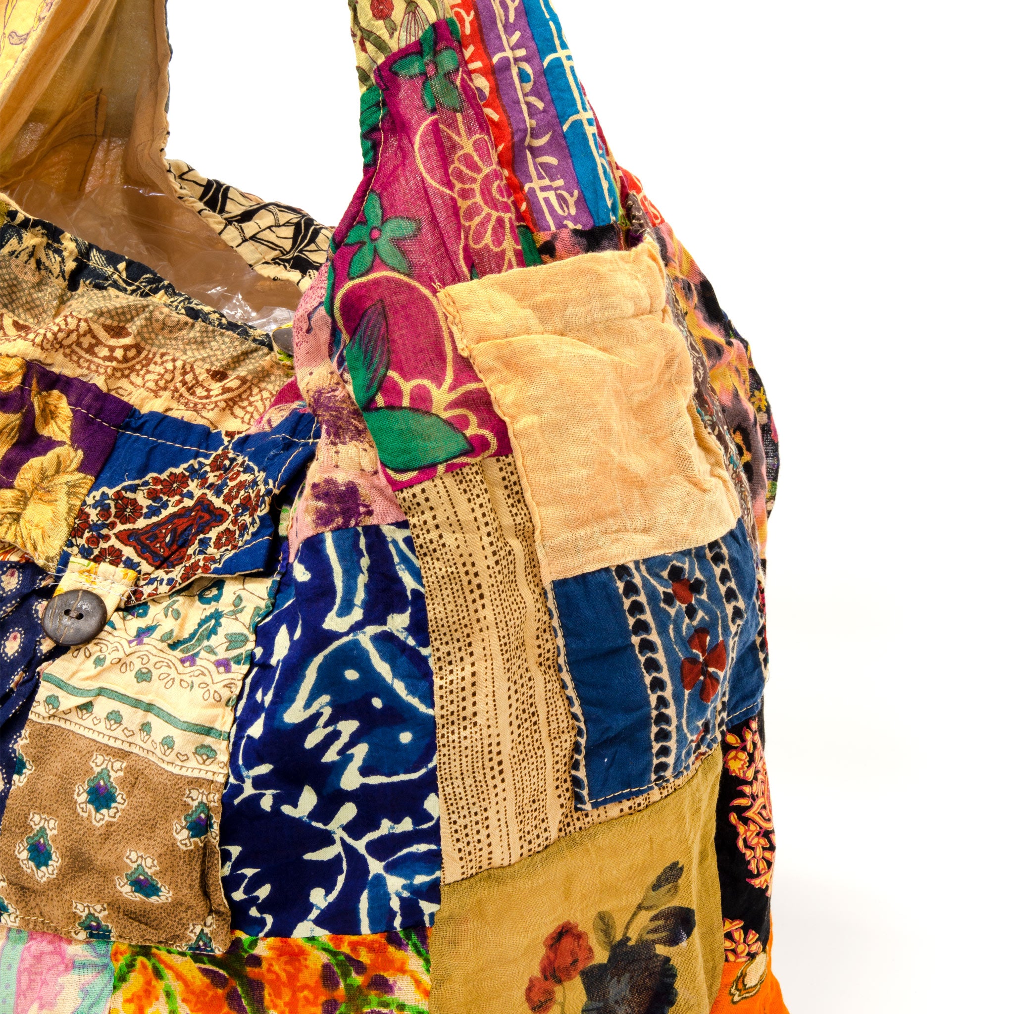 The Flappie Tote : Denim Patchwork (With Beads Embroidery) – Fizzy Goblet